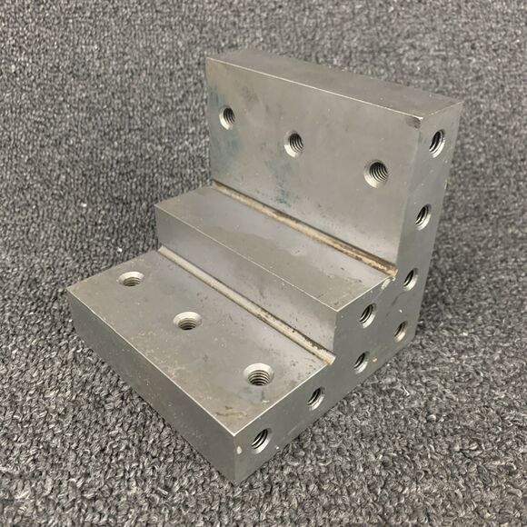 Shars Angle Plate 4x4x4x1x2" Precision Steel Ground w. Tapped Holes R} - Picture 2 of 12